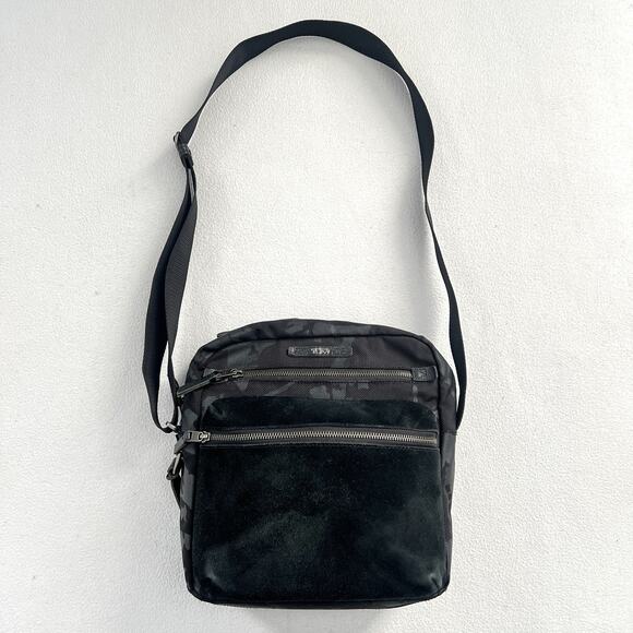 Tumi Dalston Amhurst Black Camo Crossbody Suede Nylon Messenger Bag 61005DCM